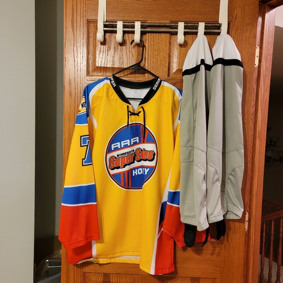 Yellow and Red Hockey Jersey With Nylon Socks - Picture 1 of 6